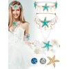 Dingion Halloween Costume Accessories - Mermaid Hair Accessories Set With Starfish Shell Headband, Necklace, Arm Bracelet and Hair Clip