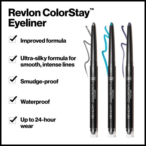 Revlon Pencil Eyeliner, ColorStay Eye Makeup with Built-in Sharpener, Waterproof, Smudge-proof, Longwearing with Ultra-Fine Tip, 206 Jade, 0.01 oz