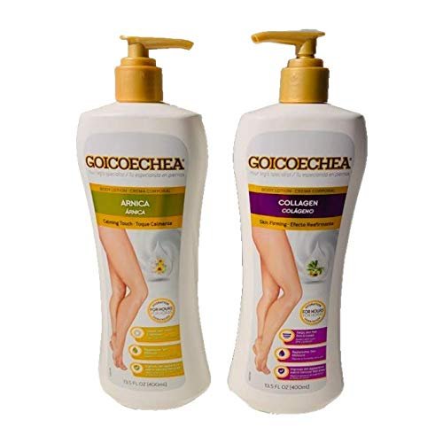 Goicoechea Body Lotion for Legs Healthy Skin Set Skincare Set with Collagen Colageno & Arnica, Skin Firming, Calming Touch Lotion (Crema Arnica Toque Calmante & Colageno Efecto Reafirmante) (Set of 2)