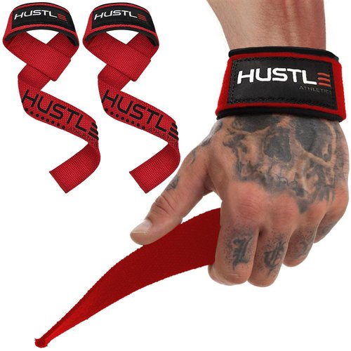 Hustle Lifting Straps Gym Wrist Wraps - The Best 24" Cotton Wrist Straps for weightlifting to Support Grip and Lift Heavier - Ultimate Workout Deadlift Straps for Weight Lifting Men and women