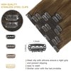 FUBILI Clip in Hair Extensions Chestnut Brown Balayage to Platinum Blonde Mix Brown Real Human Hair Medium Brown Ombre Hair Extensions Remy Human Hair Clip in Extensions 14Inch 7Pcs 105g
