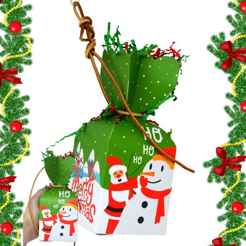 Bonka Bird Toys Christmas Box Medium Parrot Foraging Chew Gift Box Cage Toy, Cockatiel, Parakeet, Conure, and Similar Breeds (2565 Green)