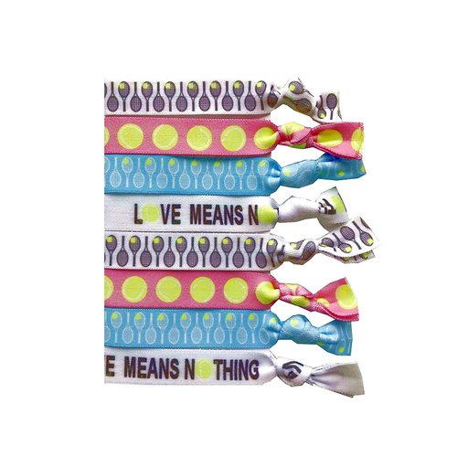 8 Piece Tennis Hair Elastic Set - Accessories for Players, Women, Girls, Coaches, Doubles Partners, High School Tennis Teams, Women's Leagues -MADE in the USA