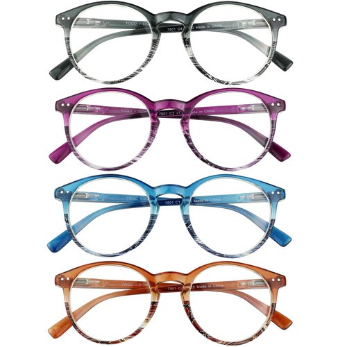 Yogo Vision Reading Glasses for Women Men Blue Light Blocking Reading Glasses Round Readers +1