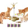 SEVENKA Cat Toys, 4in1 Interactive Kitten Toy, Fluttering Feather Toy, Track Ball, 16 Cat Spiral Spring, Slow Cat Treats Dispenser Cat Feeder Cat Food Dispensing Pet Supplies, Indoor Exercise Kicker