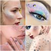 URAQT Face Gems Glitter, 9 Sheets Face Rhinestones Mermaid Jewels Face Stickers Set, Self-adhesive Crystal Rainbow Diamonds Eyes Face Body Temporary Tattoos for Women Makeup Party Decorations
