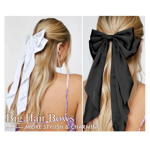 Hair Bows for Women Girls 8 PCS Hair Ribbon Bow Hair Clips with Long Tails Vintage Hair Accessories for Women