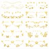 VIWIEU Glitter Butterfly Rose Face Tattoos Temporary for Women and Girls 10 Sheets, Gold Metallic Face Eye Makeup Stickers for Fairy, Princess, Halloween Costume, Christmas, NYE Festival Party Favors