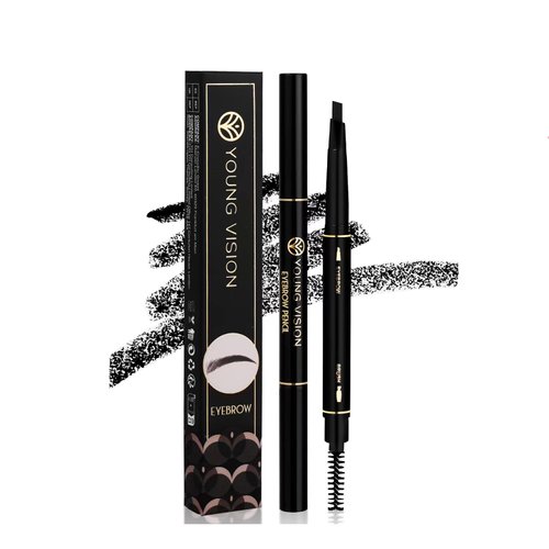 AMAKO Automatic Twin Eyebrow Pencil Waterproof Smudge-proof Triangle Eyebrow Pencil Duo with Brush (Pack of 1, 04#Light brown)