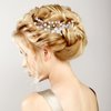 Ysleen Wedding Hair Comb, 2 Pcs Pearl Rhinestone Headpiece Flower Side Combs Hair Clip Bridal Hair Accessories for Girls, Silver
