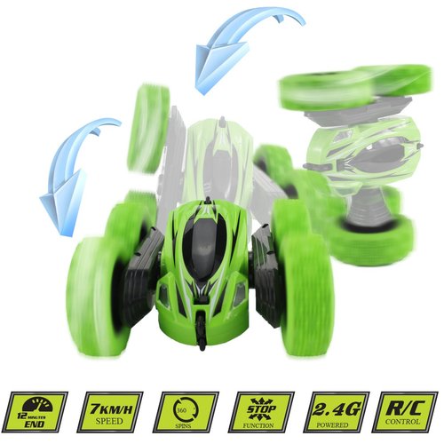 Fisca RC Car Remote Control Stunt Car, 4WD Monster Truck Double Sided Rotating Tumbling - 2.4GHz High Speed Rock Crawler Vehicle with Headlights for Kids Age 4, 5, 6, 7, 8, 9-12 Year Old