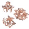 3PCS Crystal Rhinestone Rose Gold Tone Small Metal Hair Claw Clip for Women Girls