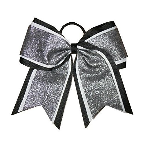 NEW "SHIMMER Black" Cheer Bow Pony Tail 7 Inch Girls Hair Bows Cheerleading Dance Practice Football Games School Uniform Competition Birthday Grosgrain Ribbon