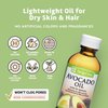 De La Cruz Avocado Oil - Expeller Pressed Pure 100% Avocado Oil for Hair and Body - Lightweight Body Oil for Dry Skin 2 FL. OZ