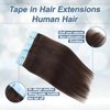 Tape in Hair Extensions Human Hair 100% Remy Hair 20pcs 50g/Pack Straight Seamless Invisible Skin Weft Extensions Easy to Apply and Style (#2 Dark Brown, 18 Inch)