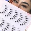 MSQ False Eyelashes 12mm Faux 3D Mink Lashes 5 Pairs Natural Look Thick Soft Cat Eye Wispy Lashes Reusable Fake Eyelashes, Contact Lens Friendly Easy to Apply