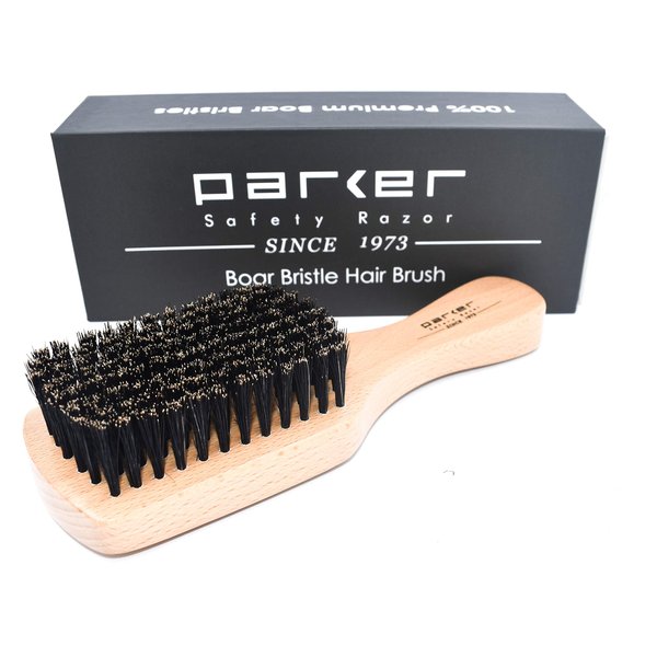Parker 100% Boar Bristle Hair Brush, Natural Beechwood Handle - Packaged in a Gift Box