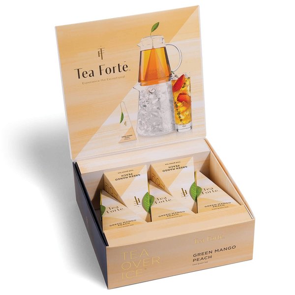 Tea Forte Iced Mango Peach Tea Over Ice, Pitcher-Size Iced Green Tea Infusers, 5pk Box