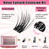 Self Adhesive Lash Clusters Kit Flu-ffy 8-16mm No Glue Lashes Press On Lashes, 60 Pcs Glueless DIY Eyelash Extensions Kit Pre Bonded Lash Clusters with Eyelash Curler and Lash Tweezers(No Glue FD24)