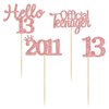 Gyufise 24 Pack 13th Birthday Cupcake Toppers Hello 13 Thirteen Official Teenager Since 2011 Cupcake Picks 13th Birthday Party Cake Decorations Supplies Rose Gold