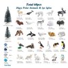 SIENON 60Pcs Arctic Animal Toy Set Includes 27Pcs Mini Polar Animal Figurines with Polar Bear, Penguin, Caribou, Snowy Owl, 3Pcs Model Pine Trees, 30Pcs Fake Ice Rocks for School Project Cake Toppers