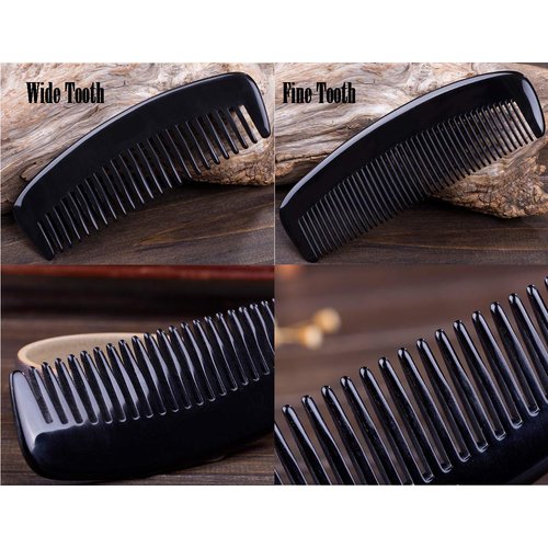 Exquisite Natural Ox Horn Hair Comb 100% Handmade Premium Quality Anti-Static Comb Without Handle (Type Wide tooth)