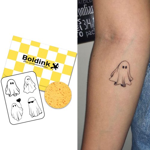 Boldink Semi-permanent tattoos, realistic fake tattoos, last 7-15 days, waterproof non-reflective temporary tattoo stickers, cruelty-free, uniquely designed exquisite packaging（Little Ghost）