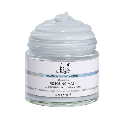 Whish Blue Matcha Restoring Mask - Green Tea & Shea Butter Detox, Purify, & Balance Skin - Hydrating Face Mask To Rejuvenate Oily, Tired Skin - Paraben & Sulfate Free - 2 fl oz