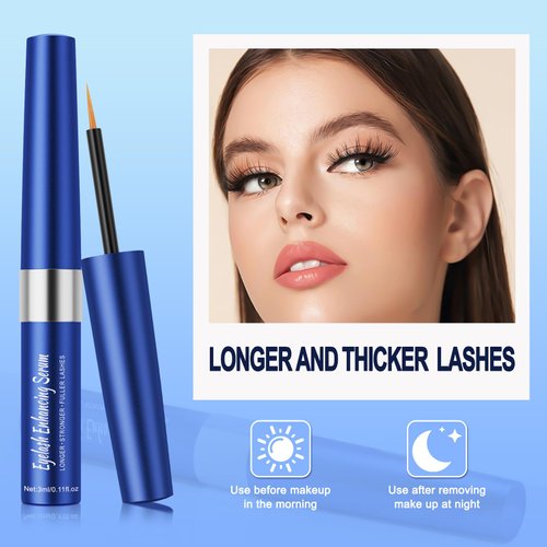 Lash Serum, Rapid Eyelash Growth Serum, Eyelash Serum for Eyelash Growth Thickness, Stronger, Healthier Lashes & Brows, Longer, Fuller, and Thicker Lashes, Vegan & Cruelty-Free (Dark Blue 3ML)