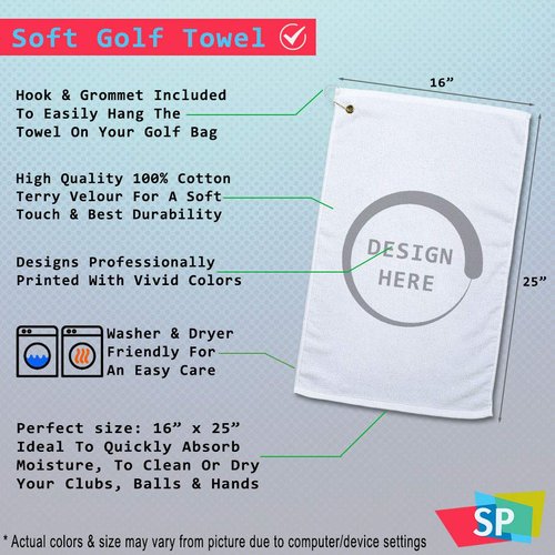 Style In Print Golf Towel Scuba Cotton Bag Accessories White