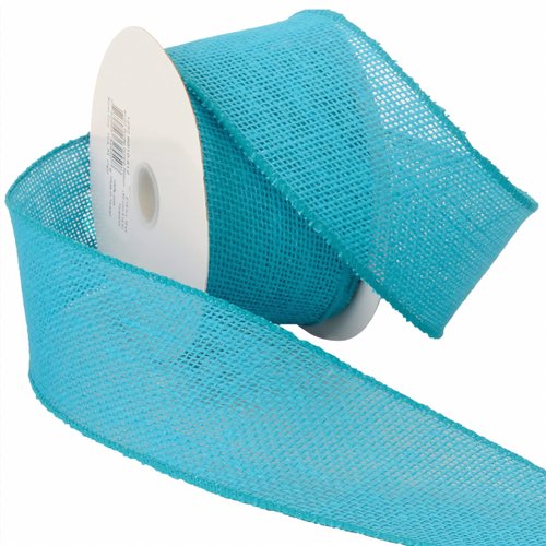 Morex Ribbon 1252.60/10-612 Burlap 2.5" X 10 YD Jute Wired Ribbon, Turquoise, Arts & Crafts Burlap Roll for Wedding Decor and Easter Decorations, Rustic Christmas Decorations Indoor Home Decor