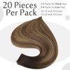 Full Shine 12 Inch Invisible Tape in Hair Extensions Human Hair Adhesive Tape in Extensions Human Hair Balayage Color 2 Darkest Brown Fading to 3 Dark Brown and 27 Honey Blonde 30 Grams 20Pcs