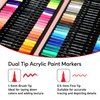 Pagather 48 Colors Acrylic Paint Markers, Dual Tip with Fine Tip and Brush Tip Pens for Stone, Wood, Calligraphy, Canvas, Ceramic, Metal, Glass, Rock Painting, DIY Crafts