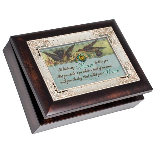 Cottage Garden It Broke My Heart to Lose You Burlwood Jewelry Music Box Plays Amazing Grace