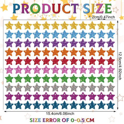 Lincia 1200 Pcs Star Glitter Stickers Sparkly Small Stickers for Kids Toddlers Teacher Reward Sheet Incentive Charts Classroom School Home Art Craft Party Favor Supplies