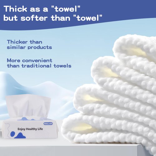 RUILLSEN Cotton Wipes Disposable Face Towels, 200 Count