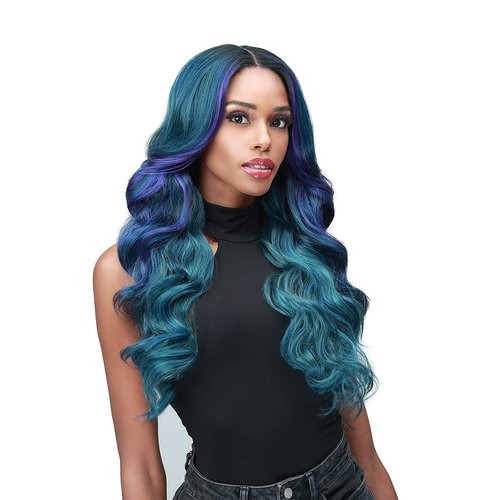 BOBBI BOSS Long Curly Wigs 13X5 HD Lace Front Wigs - MLF670 BRYNN, Long Wavy Wigs Synthetic Hair Wigs with Natural Baby Hair, Natural Looking Ultra HD Lace High Heat Resistant wigs (1, Jet Black)