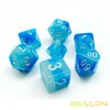 Bescon Gemini Glowing Polyhedral Dice 7pcs Set ICY Rocks, Luminous RPG Dice Set d4 d6 d8 d10 d12 d20 d%, Brick Box Packaging