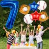 Baseball Balloons 7th Birthday Decorations for Boys, Baseball Party Decorations Baseball Sports Theme Party Supplies, 40 inch Foil Number Balloons Number 7 Balloon Blue Red White Sports Balloon Kits