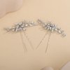 Teyglen Crystal Bridal Hair Pins Clips Rhinestone Bride Wedding Hair Pins Hair Jewelry Accessories for Women Party Prom Handmade Silver Rhinestone Hair Pins (Silver)