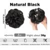 HIZEMLK 1PCS Messy Bun Hair Piece Messy Hair Bun Scrunchies for Women Wavy Curly Chignon Ponytail Hair Extensions Synthetic Thick Tousled Updo Bun (Natural Black)