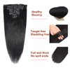 Straight Human Hair Clip in Hair Extensions for Black Women Brazilian Human Hair Soft Silky Straight Clip ins Natural Black Color 8pcs 120g/set 18 Inches