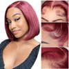 Valiilo Burgundy Bob Wig Human Hair 13x4 HD Lace Front Wigs Human Hair Pre Plucked 180% Density Straight Lace Front Bob Wig 10 Inch