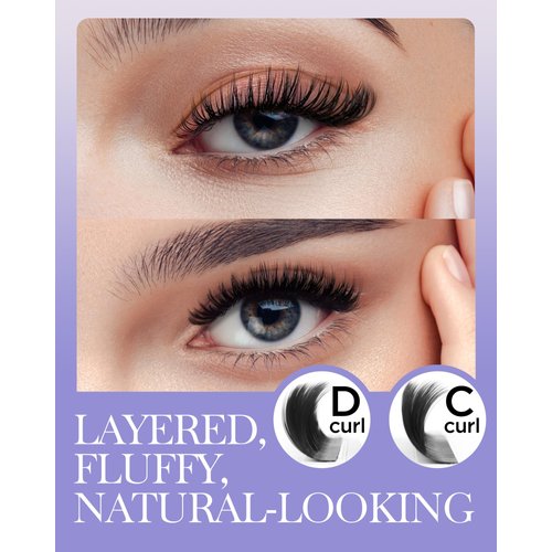 BEYELIAN Easy Fan Lash Extension, 3D Fluffy Rapid Volume Lash Extensions Easy Fan C/D Curl 0.07/0.05 MIX 8-15mm, Automatic Blooming Camellia Easy Fan Lashes Self Fanning Eyelashes Extension (C-0.07)