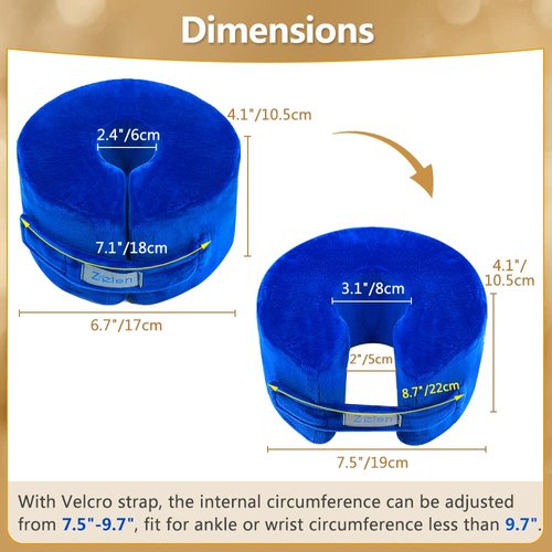 Zelen Foot Support Pillows Heel Ankle Protector Foot Cushion for Pressure Sores Ulcer Bed Sore Pads Cushion Foot Rest Pillow Supports Leg Sore Feet Ankle Pillow Foot Foam for Sleeping (Blue, 1 Pair)