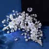 DIMNIE Wedding Headband Pearl White Flowers Bridal Hair Pieces Wedding Dress Hair Accessories