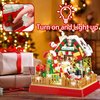 Christmas Themed Gingerbread House Building Block Set with Clear Display Box, LED, 654 Pieces Christmas Toy Set, Christmas Scene, Santa, Tree, Sled Dog, for Adult, Teen, Boy and Girl.