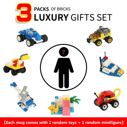 Lumsburry Build-on Brick Coffee Mug, Funny DIY Novelty Cup with Building Blocks Creative for Kids Men Women Xmas Birthday (Cool Black)