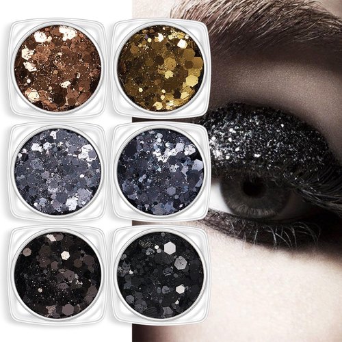 Melemando 6 Color Body Glitter Kit Holographic Mermaid Sequins Chunky Face Glitter Makeup for Party Singer Concerts Music Festival Rave Accessories (6 Colors Set 27)