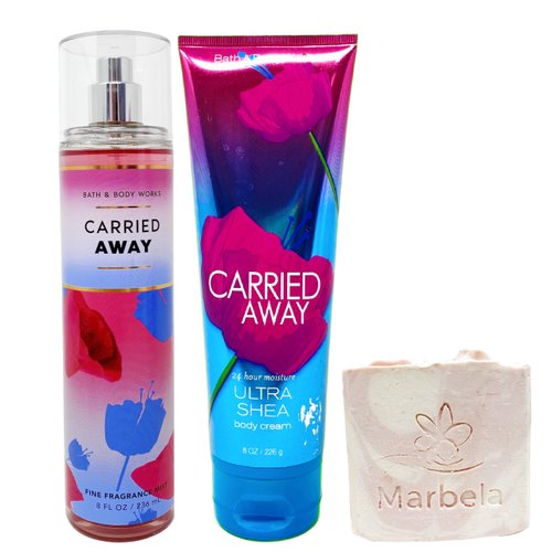 Bath & Body Works Carried Away - Duo Gift Set - Fine Fragrance Mist and Body Cream With a Himalayan Salts Springs Soap.